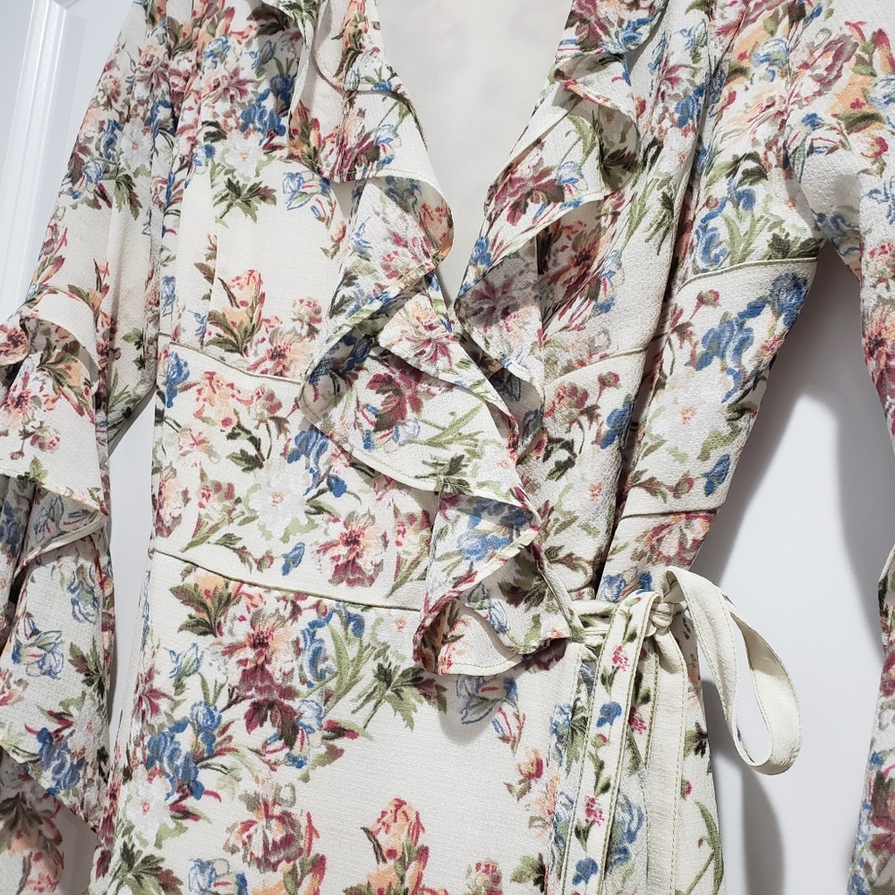 Wrap Dress with Ruffle Trim High Low Style